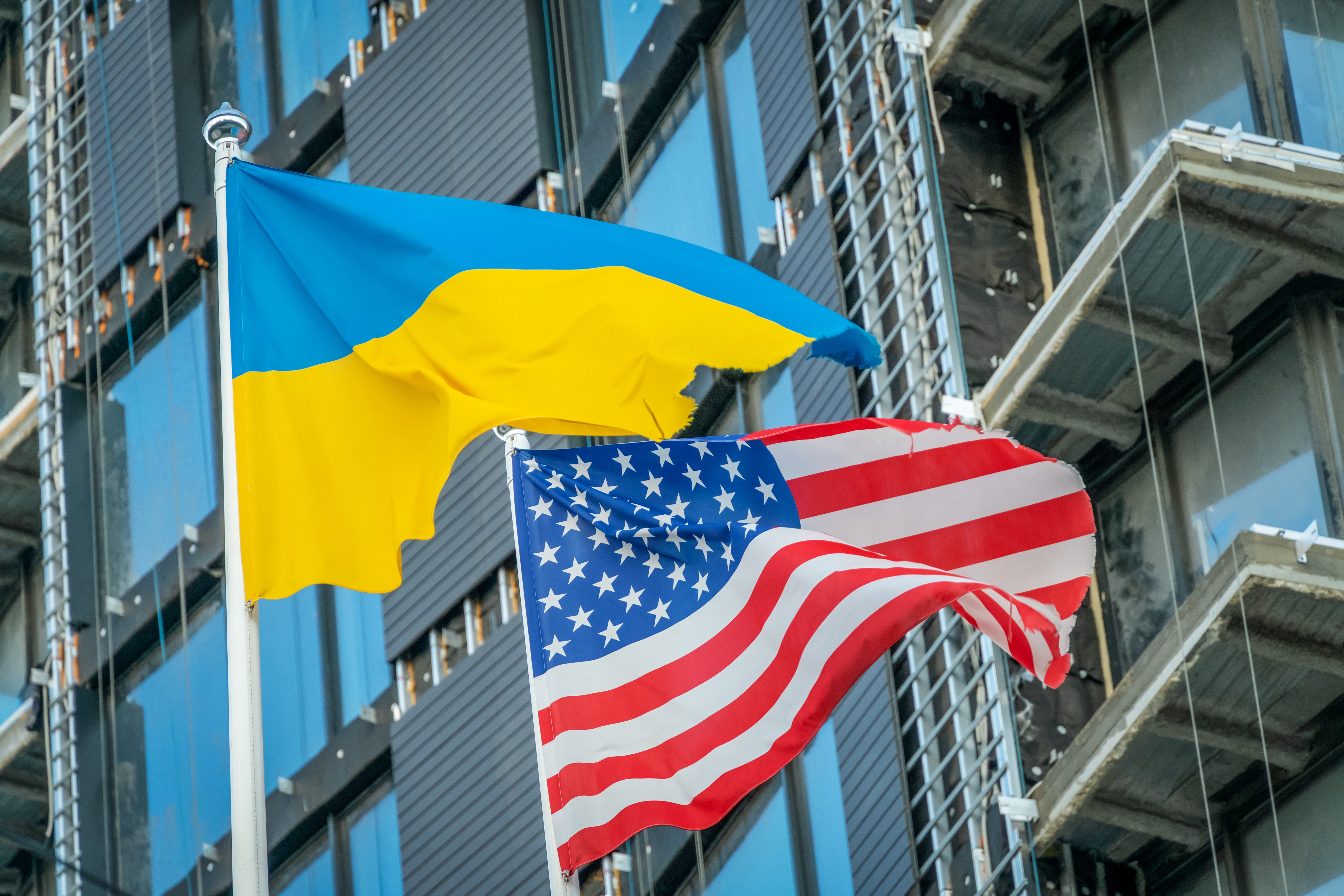 ukraine and usa flags