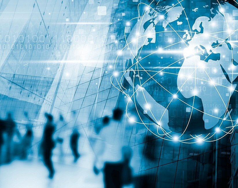 globe and people graphic