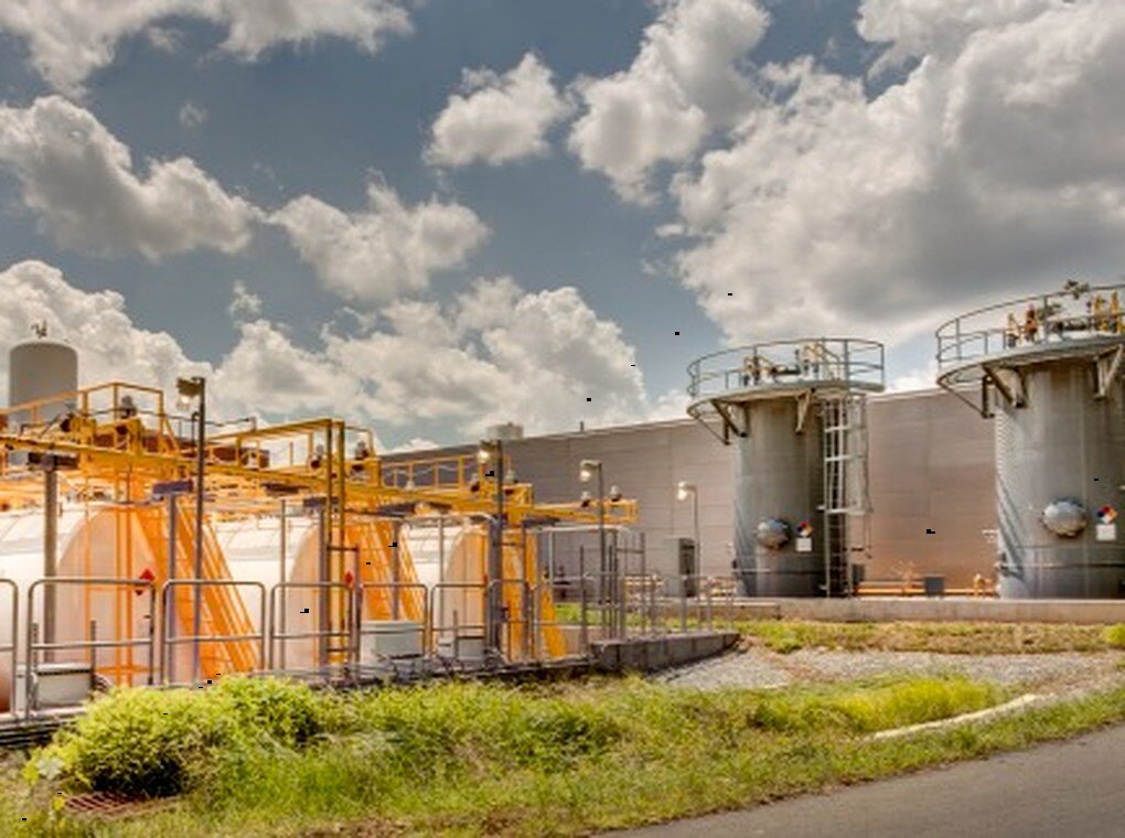 large holding tanks at FDA power plant